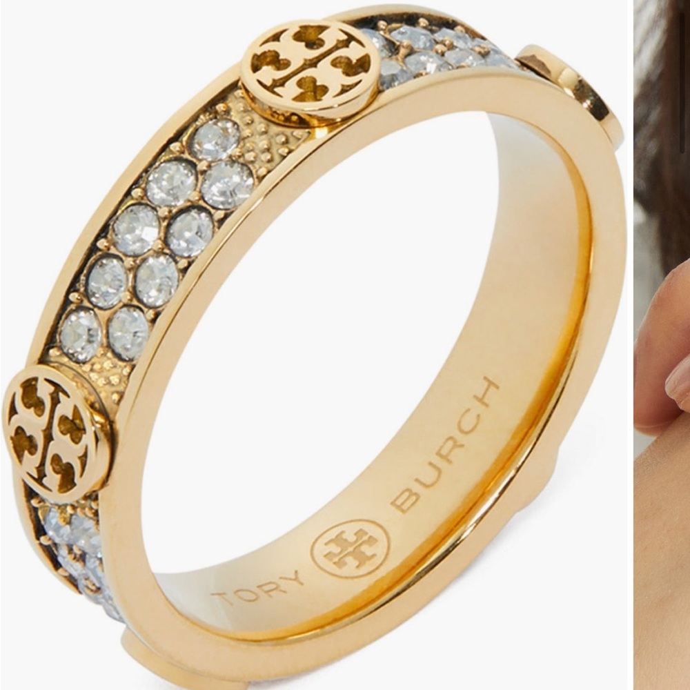 Tory Burch Gold Icon Pave Ring